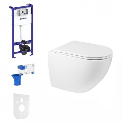 Oltens Triberg zestaw WC podtynkowy miska bezkołnierzowa deska wolnoopadająca Ovan Slim dozownik FreshClean 74402 Oltens Triberg zestaw WC podtynkowy miska bezkołnierzowa deska wolnoopadająca Ovan Slim dozownik FreshClean 74402