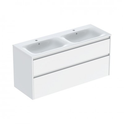 Geberit Selnova Square umywalka z szafką 130 cm 2 szuflady wisząca biały połysk 504.141.01.1