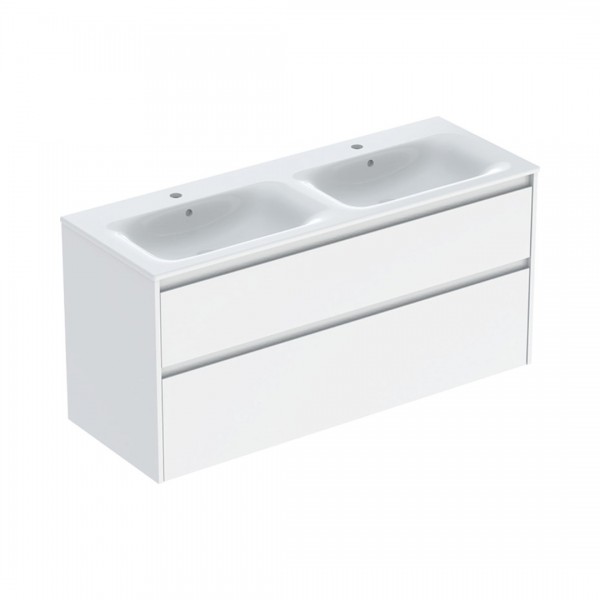 Geberit Selnova Square umywalka z szafką 130 cm 2 szuflady wisząca biały połysk 504.141.01.1