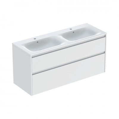Geberit Selnova Square umywalka z szafką 130 cm 2 szuflady wisząca biały mat 504.141.00.1