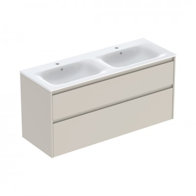 Geberit Selnova Square umywalka z szafką 130 cm 2 szuflady wisząca szary piaskowy mat 504.141.DB.1