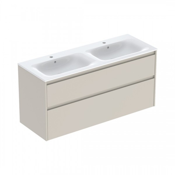 Geberit Selnova Square umywalka z szafką 130 cm 2 szuflady wisząca szary piaskowy mat 504.141.DB.1