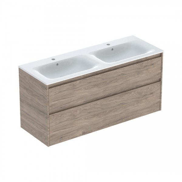 Geberit Selnova Square umywalka z szafką 130 cm 2 szuflady wisząca orzech hickory 504.141.JR.1