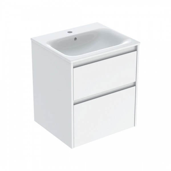 Geberit Selnova Square umywalka z szafką 55 cm 2 szuflady wisząca biały połysk 504.137.01.1