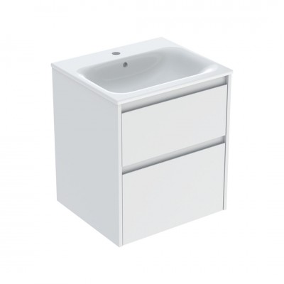 Geberit Selnova Square umywalka z szafką 55 cm 2 szuflady wisząca biały mat 504.137.00.1
