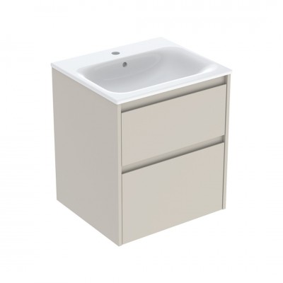 Geberit Selnova Square umywalka z szafką 55 cm 2 szuflady wisząca szary piaskowy mat 504.137.DB.1