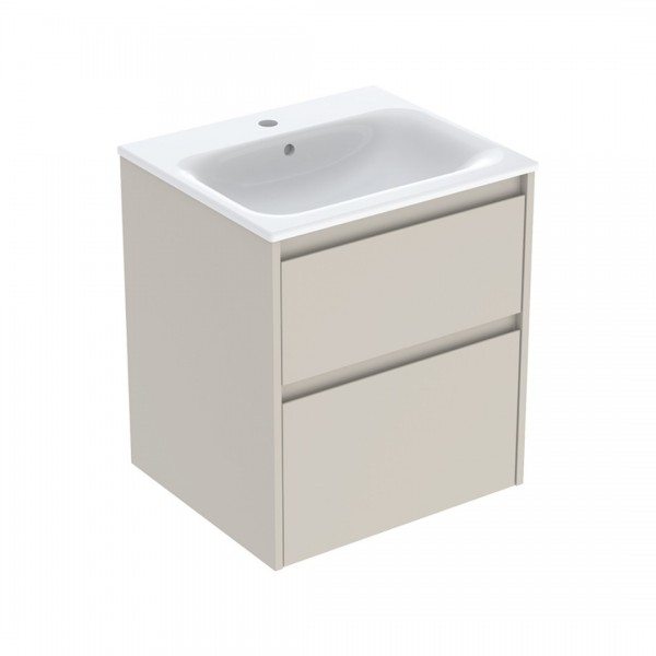 Geberit Selnova Square umywalka z szafką 55 cm 2 szuflady wisząca szary piaskowy mat 504.137.DB.1