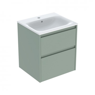 Geberit Selnova Square umywalka z szafką 55 cm 2 szuflady wisząca szałwia mat 504.137.IK.1