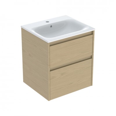 Geberit Selnova Square umywalka z szafką 55 cm 2 szuflady wisząca dąb 504.137.PS.1