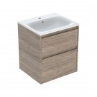 Geberit Selnova Square umywalka z szafką 55 cm 2 szuflady wisząca orzech hickory 504.137.JR.1
