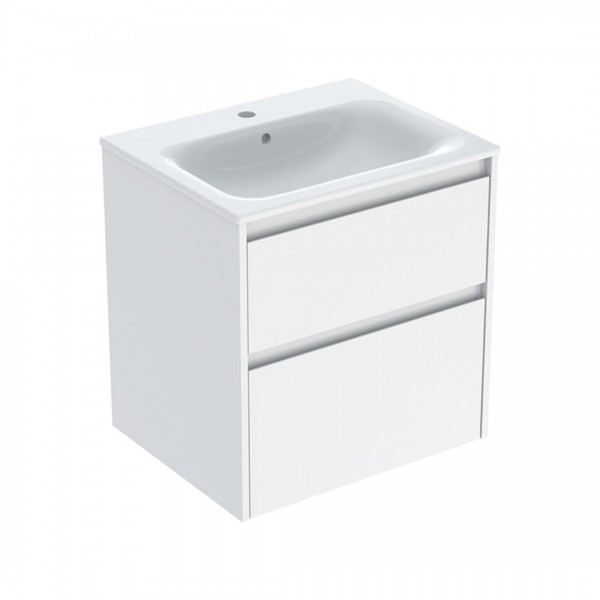 Geberit Selnova Square umywalka z szafką 60 cm 2 szuflady wisząca biały połysk 504.138.01.1