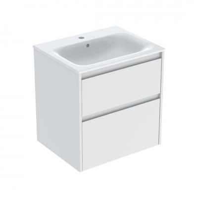 Geberit Selnova Square umywalka z szafką 60 cm 2 szuflady wisząca biały mat 504.138.00.1