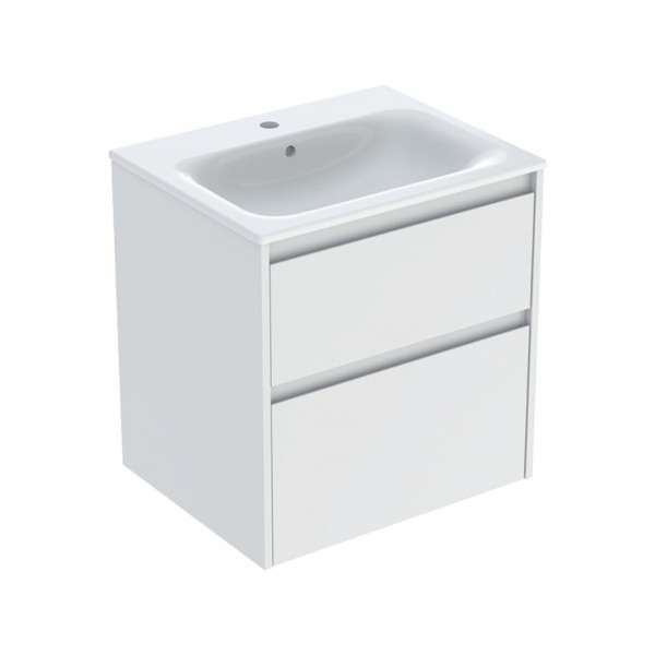 Geberit Selnova Square umywalka z szafką 60 cm 2 szuflady wisząca biały mat 504.138.00.1