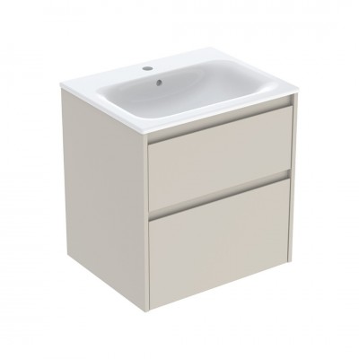 Geberit Selnova Square umywalka z szafką 60 cm 2 szuflady wisząca szary piaskowy 504.138.DB.1