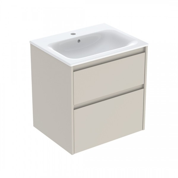 Geberit Selnova Square umywalka z szafką 60 cm 2 szuflady wisząca szary piaskowy 504.138.DB.1