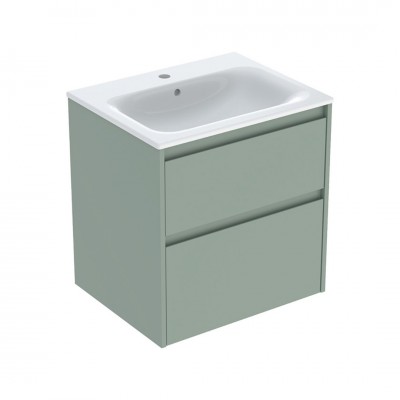 Geberit Selnova Square umywalka z szafką 60 cm 2 szuflady wisząca szałwia mat 504.138.IK.1