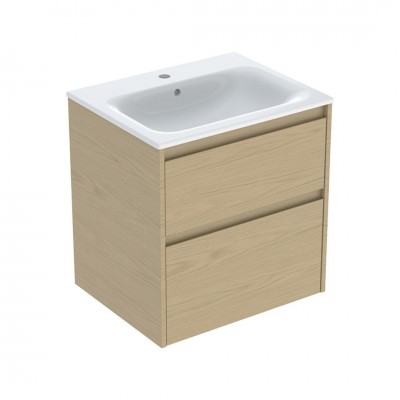 Geberit Selnova Square umywalka z szafką 60 cm 2 szuflady wisząca dąb 504.138.PS.1