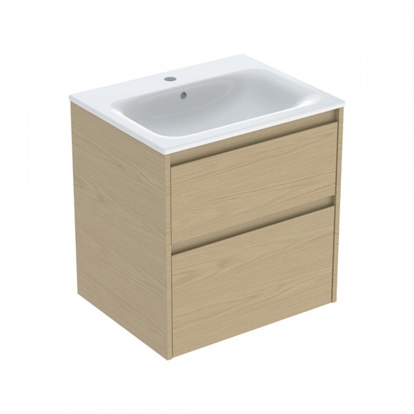 Geberit Selnova Square umywalka z szafką 60 cm 2 szuflady wisząca dąb 504.138.PS.1