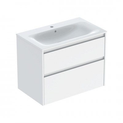 Geberit Selnova Square umywalka z szafką 80 cm 2 szuflady wisząca biały połysk 504.139.01.1