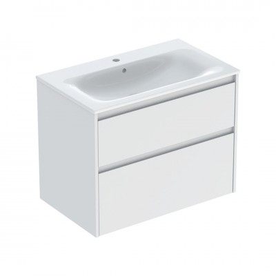 Geberit Selnova Square umywalka z szafką 80 cm 2 szuflady wisząca biały mat 504.139.00.1