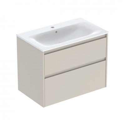 Geberit Selnova Square umywalka z szafką 80 cm 2 szuflady wisząca szary piaskowy mat 504.139.DB.1