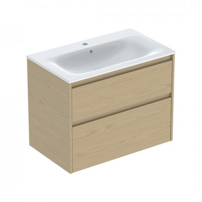 Geberit Selnova Square umywalka z szafką 80 cm 2 szuflady wisząca dąb 504.139.PS.1