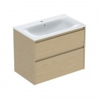 Geberit Selnova Square umywalka z szafką 80 cm 2 szuflady wisząca dąb 504.139.PS.1