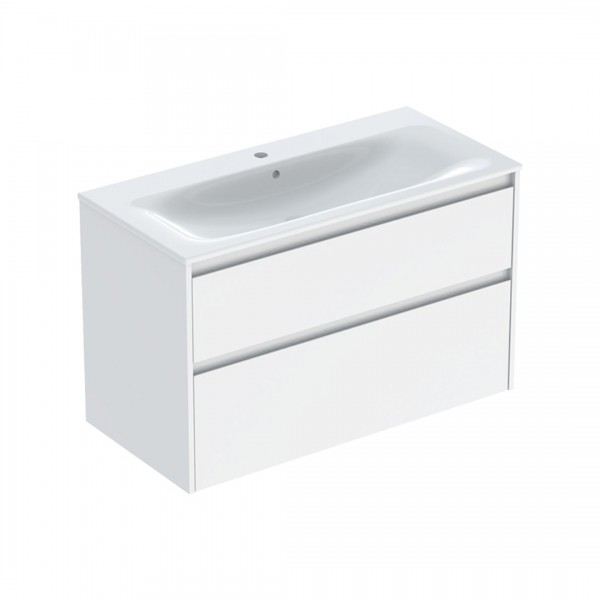 Geberit Selnova Square umywalka z szafką 100 cm 2 szuflady wisząca biały połysk 504.140.01.1
