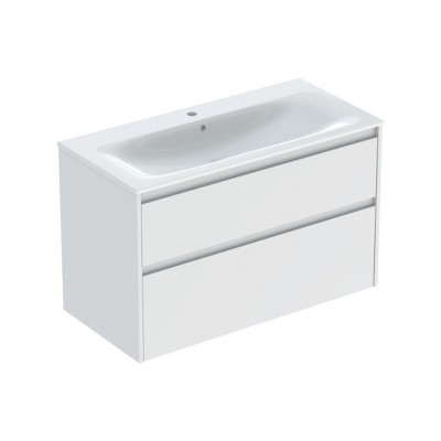 Geberit Selnova Square umywalka z szafką 100 cm 2 szuflady wisząca biały mat 504.140.00.1