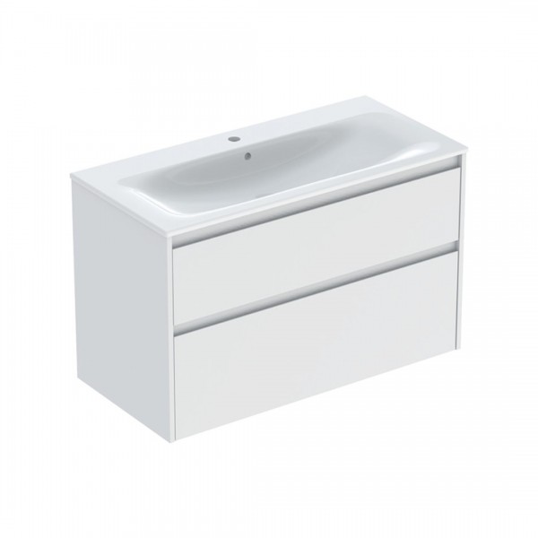 Geberit Selnova Square umywalka z szafką 100 cm 2 szuflady wisząca biały mat 504.140.00.1