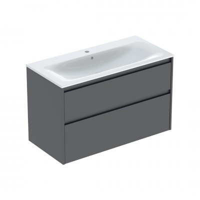 Geberit Selnova Square umywalka z szafką 100 cm 2 szuflady wisząca lava mat 504.140.JK.1