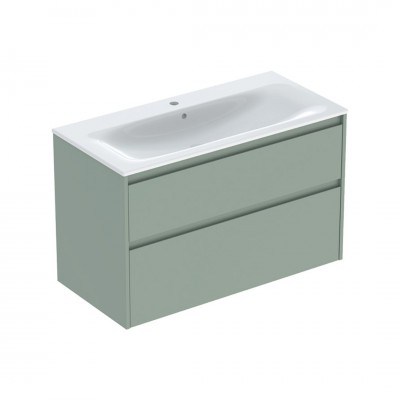 Geberit Selnova Square umywalka z szafką 100 cm 2 szuflady wisząca szałwia mat 504.140.IK.1