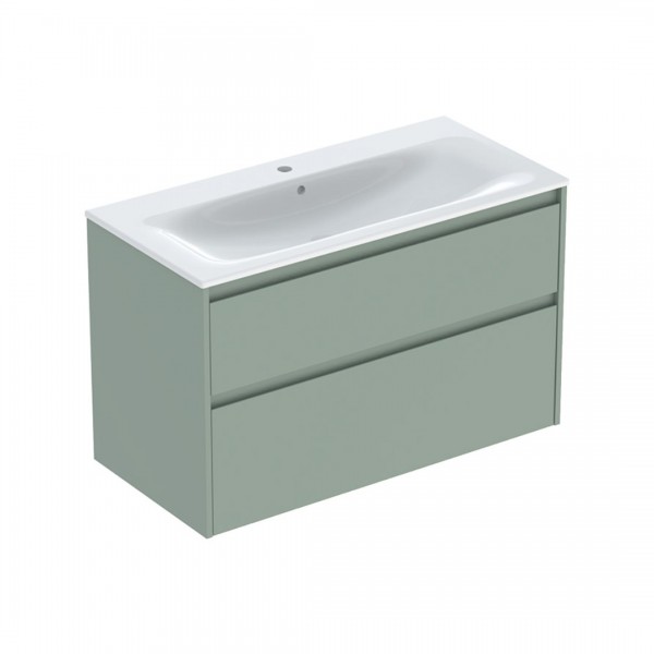 Geberit Selnova Square umywalka z szafką 100 cm 2 szuflady wisząca szałwia mat 504.140.IK.1