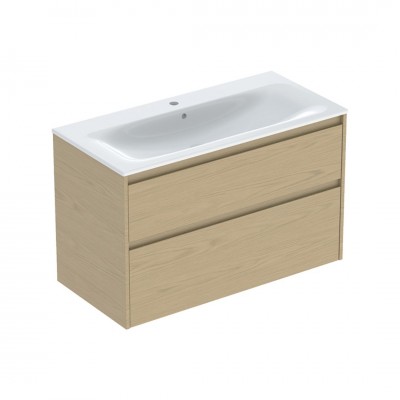 Geberit Selnova Square umywalka z szafką 100 cm 2 szuflady wisząca dąb 504.140.PS.1