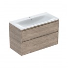 Geberit Selnova Square umywalka z szafką 100 cm 2 szuflady wisząca orzech hickory 504.140.JR.1