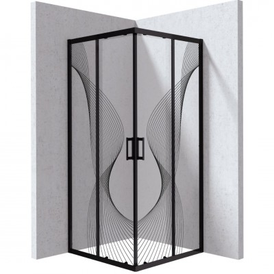 Deante Funkia Evo kabina prysznicowa kwadratowa 90 cm wzór fala chrom KYC_NB99P