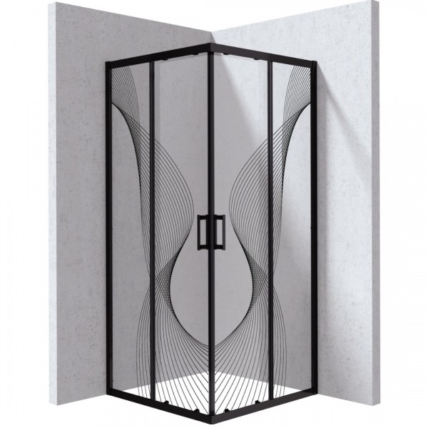 Deante Funkia Evo kabina prysznicowa kwadratowa 90 cm wzór fala chrom KYC_NB99P