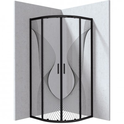 Deante Funkia Evo kabina prysznicowa półokrągła 90 cm wzór fala czarny mat KYP_NB99P