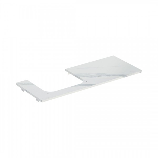 Geberit One blat 119x47,3 cm gres szkliwiony do prostokątnej umywalki nablatowej lewy imitacja marmuru biały mat 505.135.00.1