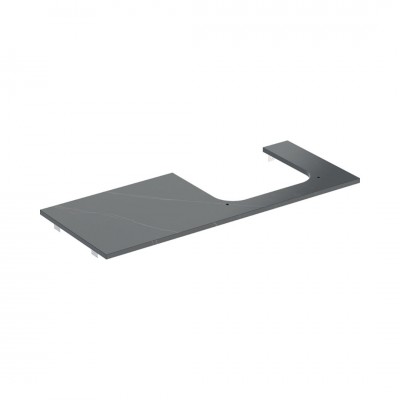 Geberit One blat 119x47,3 cm gres szkliwiony do prostokątnej umywalki nablatowej prawy imitacja marmuru czarny mat 505.155.00.2