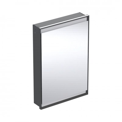 Geberit One ComfortLight szafka 60 z lustrem 1 drzwi podtynkowa zawiasy po lewej czarny mat 505.800.00.7