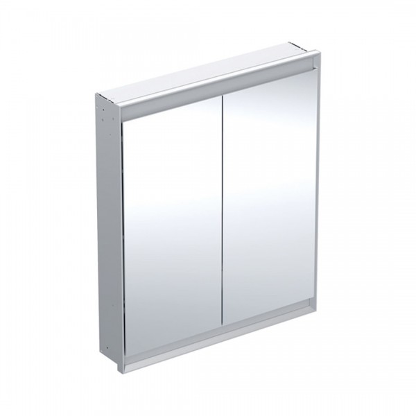 Geberit One ComfortLight szafka 75 cm z lustrem 2 drzwi podtynkowa zawiasy po lewej aluminium anodyzowane 505.802.00.1