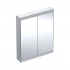Geberit One ComfortLight szafka 75 cm z lustrem 2 drzwi podtynkowa zawiasy po lewej aluminium anodyzowane 505.802.00.1