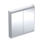 Geberit One ComfortLight szafka 90 cm z lustrem 2 drzwi wisząca aluminium anodyzowane 505.813.00.1