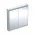 Geberit One ComfortLight szafka 90 cm z lustrem 2 drzwi wisząca aluminium anodyzowane 505.813.00.1