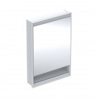 Geberit One ComfortLight szafka 60 cm z lustrem i wnęką 1 drzwi podtynkowa zawiasy po lewej biała 505.820.00.2