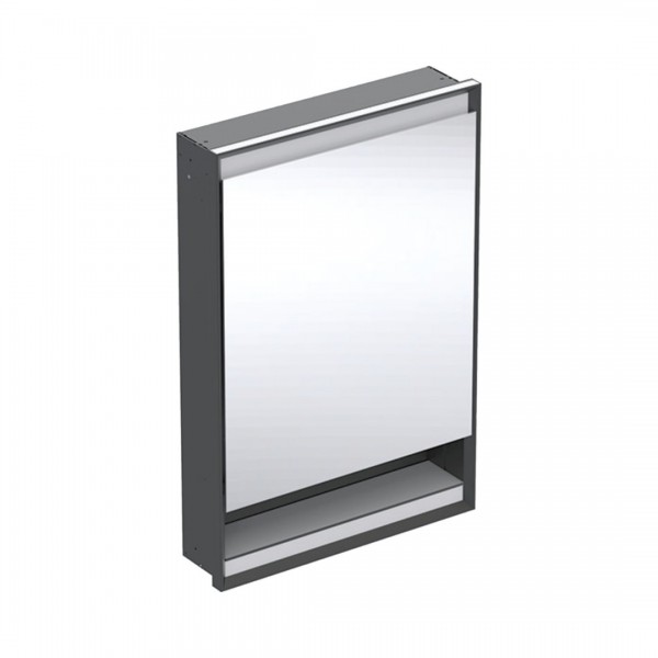 Geberit One ComfortLight szafka 60 cm z lustrem i wnęką 1 drzwi podtynkowa zawiasy po lewej czarny mat 505.820.00.7