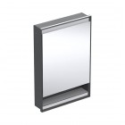Geberit One ComfortLight szafka 60 cm z lustrem i wnęką 1 drzwi podtynkowa zawiasy po lewej czarny mat 505.820.00.7