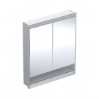 Geberit One ComfortLight szafka 75 cm z lustrem i wnęką 2 drzwi wisząca aluminium anodyzowane 505.822.00.1