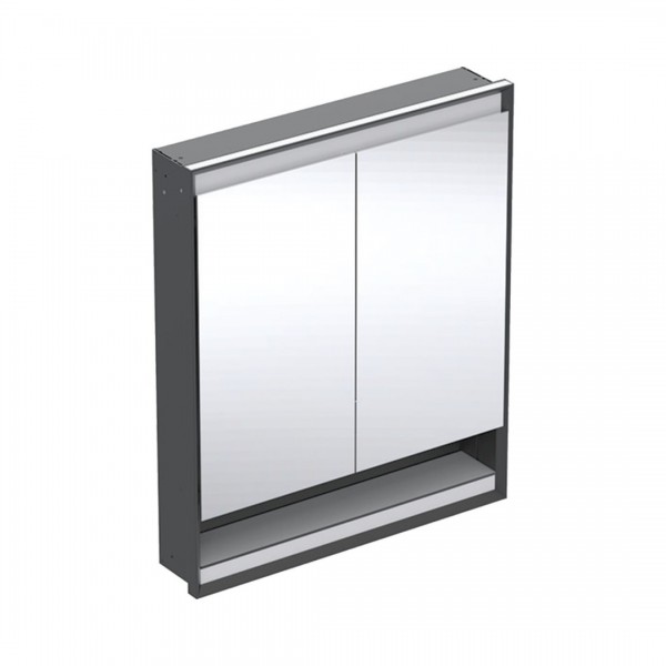 Geberit One ComfortLight szafka 75 cm z lustrem i wnęką 2 drzwi wisząca czarny mat 505.822.00.7